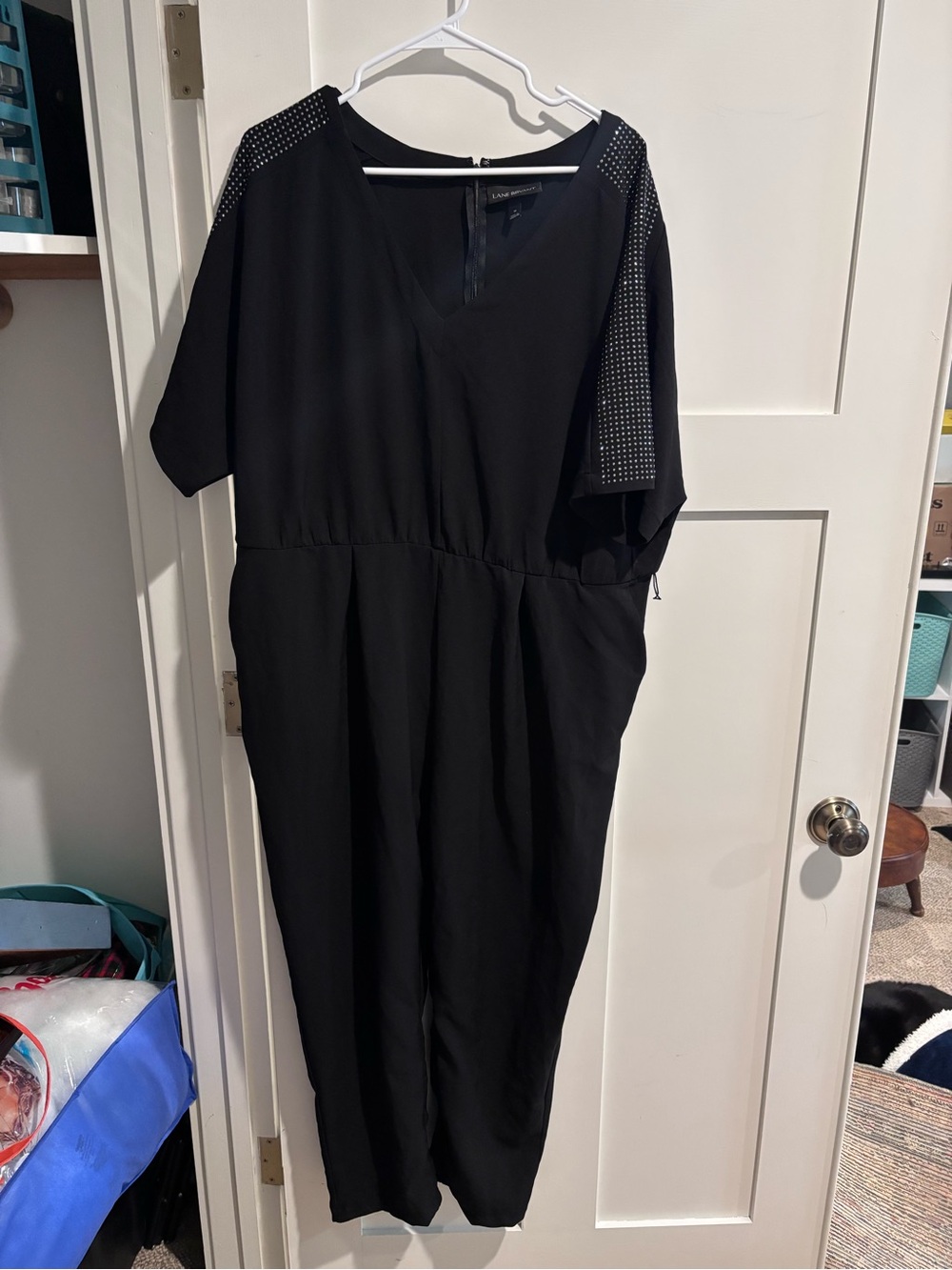Lane Bryant Black Midi Dress with Studded Shoulder Accents